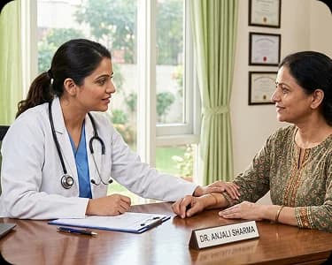 Doctor providing post-hospitalization care at home